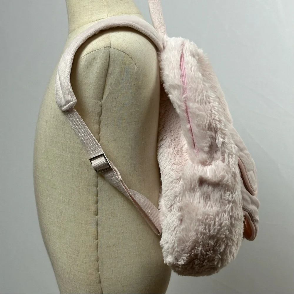 BABY & CHILD pink fuzzy kid's backpack w/ ride along for a plush buddy